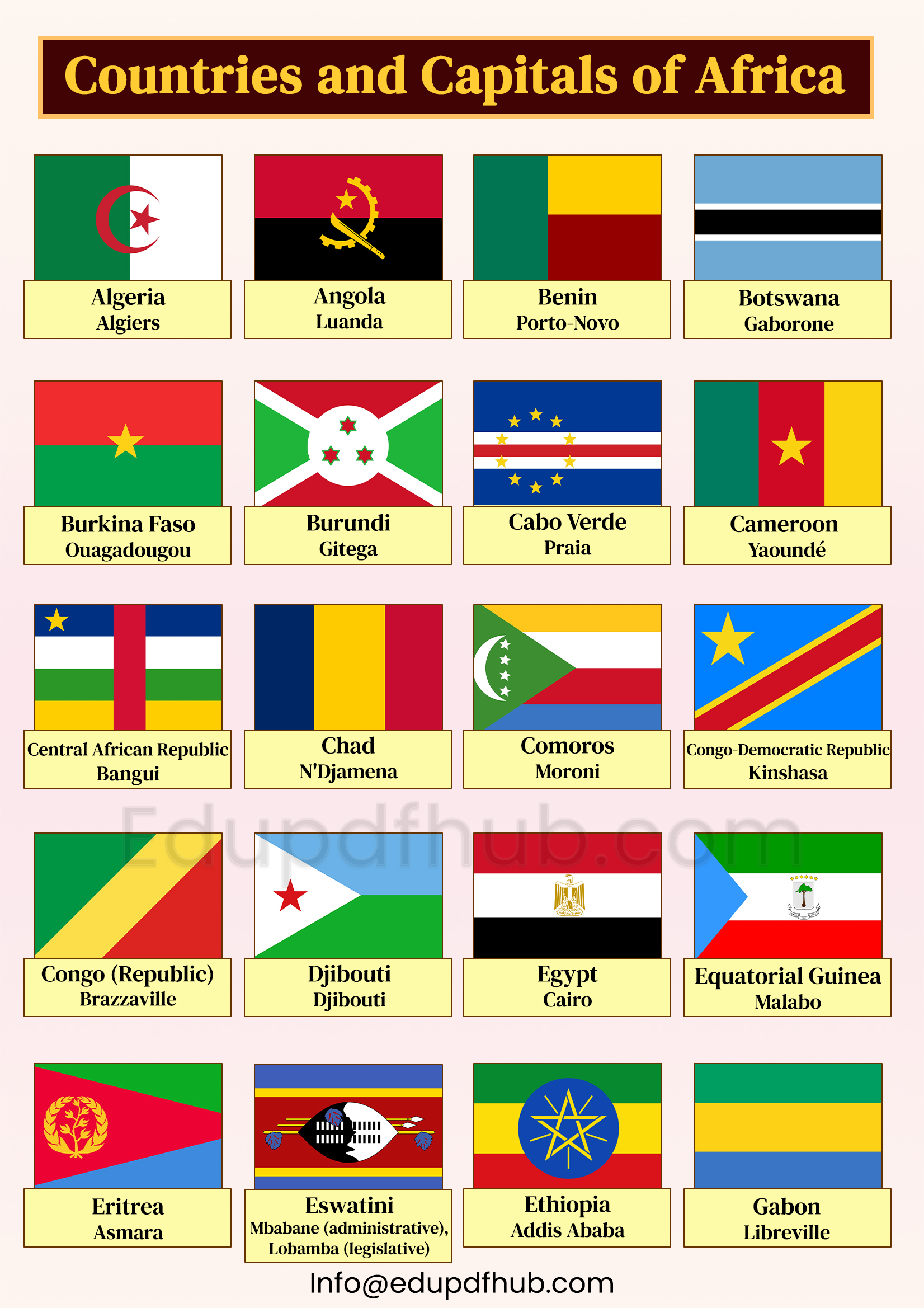 Countries and Capitals of Africa Pdf Download